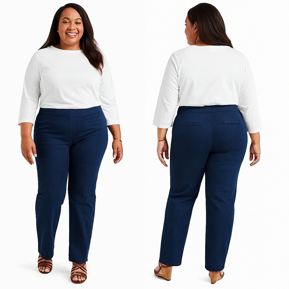 Chic Classic Collection Plus Size Pull On Jeans 24W